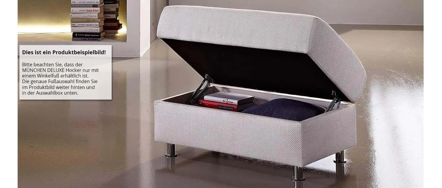 Produktbeispielbild: Der Hocker hat einen praktischen Stauraum unter der Sitzfläche