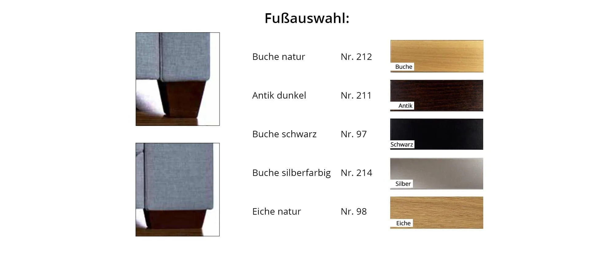 Schöne Holzfüße stehen beim AMSTERDAM DELUXE Schlafsofa zur Auswahl