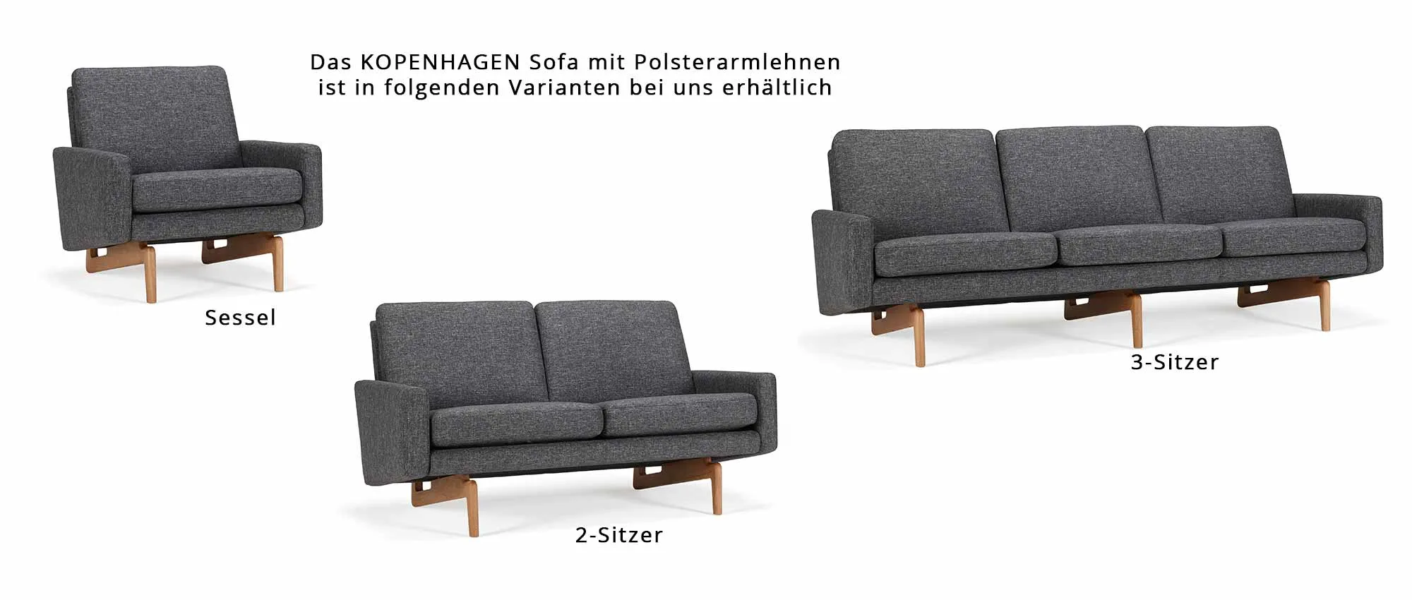 Der Hocker passt auch perfekt zum Model KOPENHAGEN mit Polsterarmlehnen