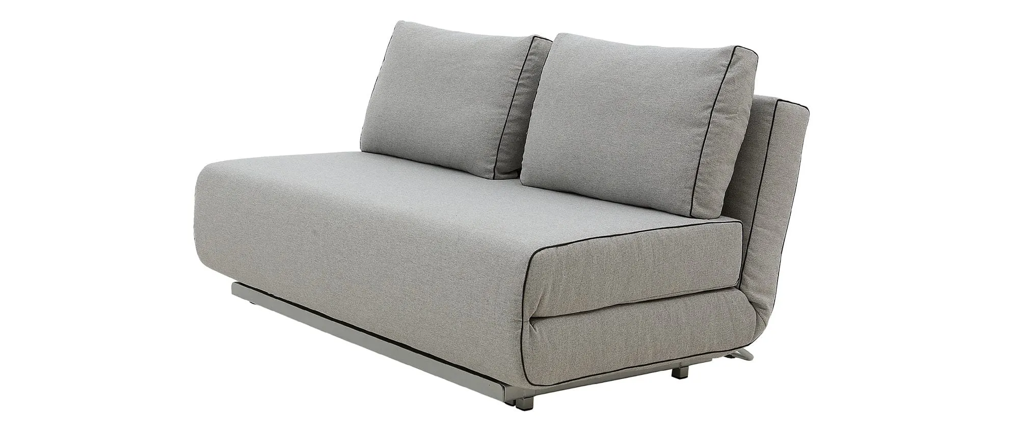 Das CITY Schlafsofa von Softline lässt sich in ein Gästebett für bis zu 2 Personen umklappen - hier Stoff Vision - Hellgrau (445) mit schwarzem Keder