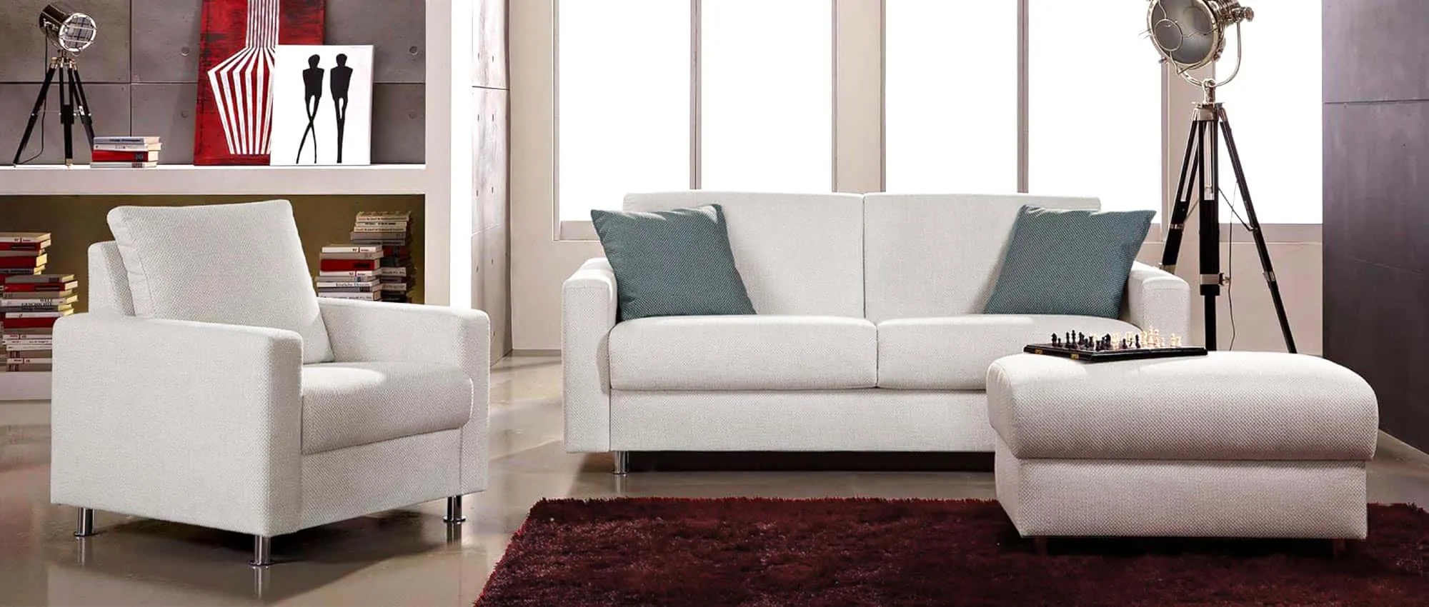 Große Wohnlandschaft mit dem HAMBURG DELUXE Schlafsofa, Sessel und Hocker