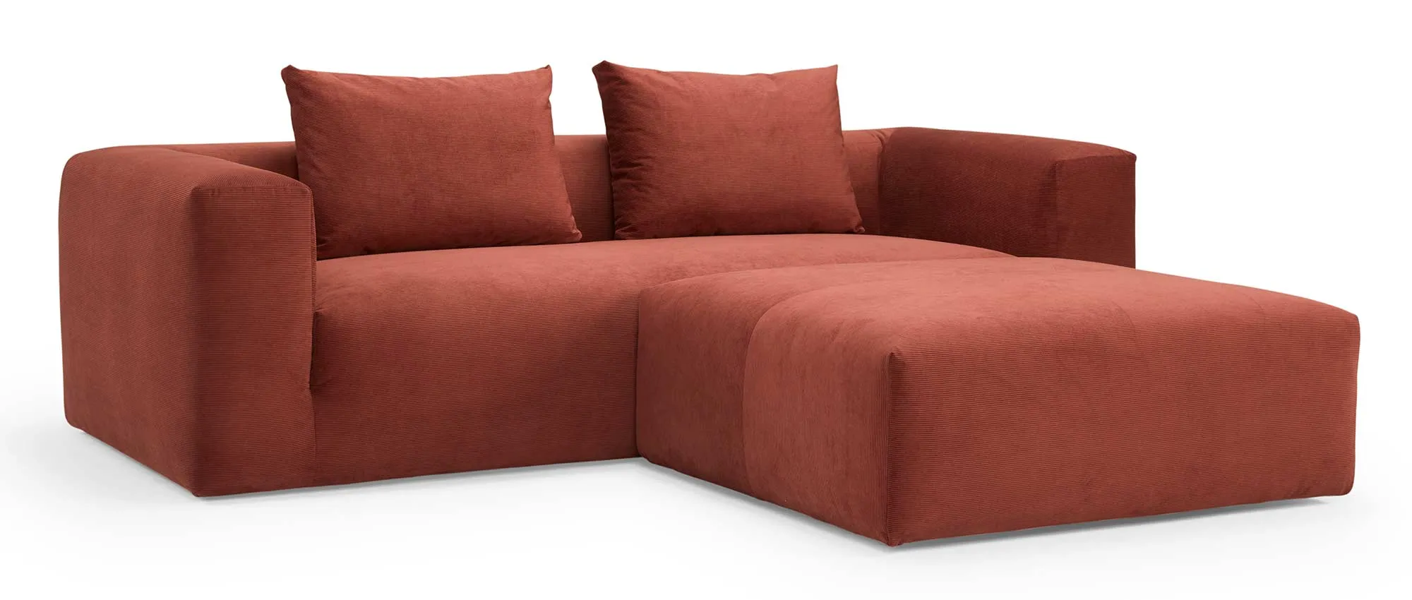 Das AALBORG 3-Sitzer Lounge Sofa mit breiten Armlehnen und Pouf ist in vielen verschiedenen Stoffen erhältlich