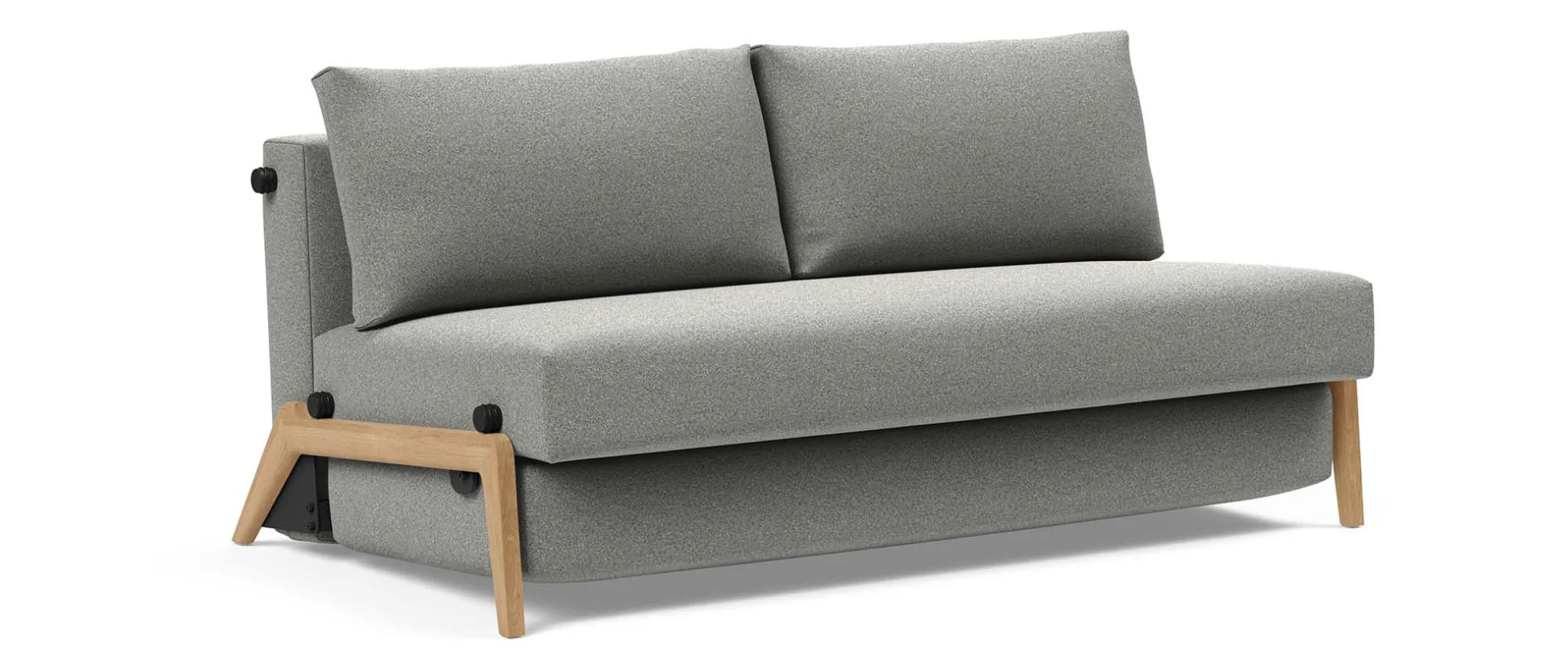 CUBED DELUXE Schlafsofa im Stoff Mahoga Dove Grey (853) und mit hellen Eichenholzfüßen