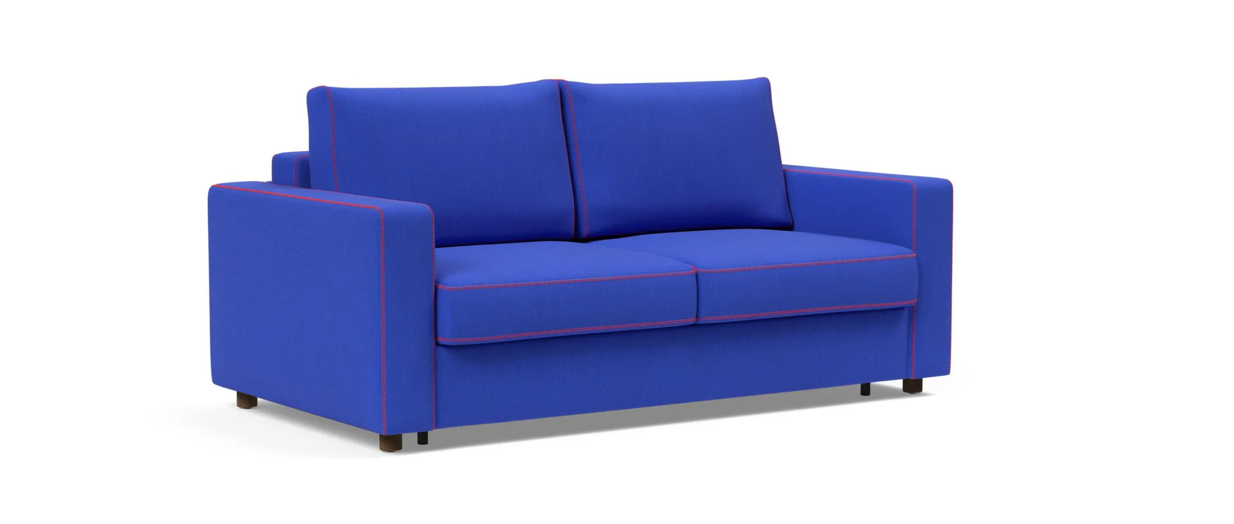 Innovation NEAH X Schlafsofa mit breiten Armlehnen und orangener Ziernaht im Stoff Elegance Ultramarine (512)