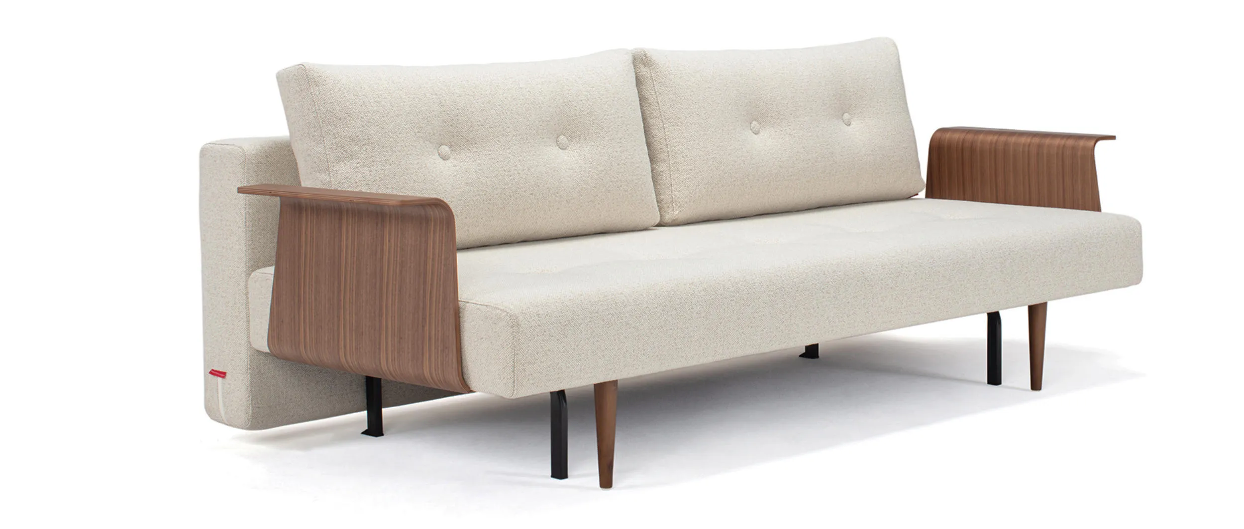 RECAST PLUS Schlafsofa von Innovation mit dunklen Styletto Holzfüßen und optional Holzarmlehnen