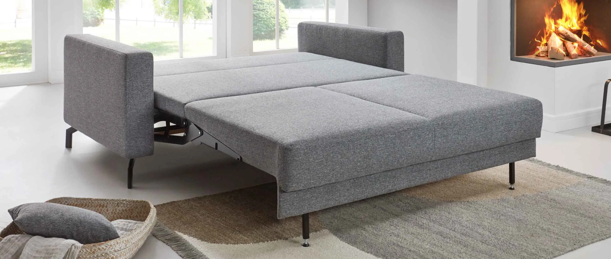 Schlafsofa durch leichtgängiger Hebetechnik umwandeln in ein Gästebett (ca. 140x200 cm oder ca. 160x200 cm) 