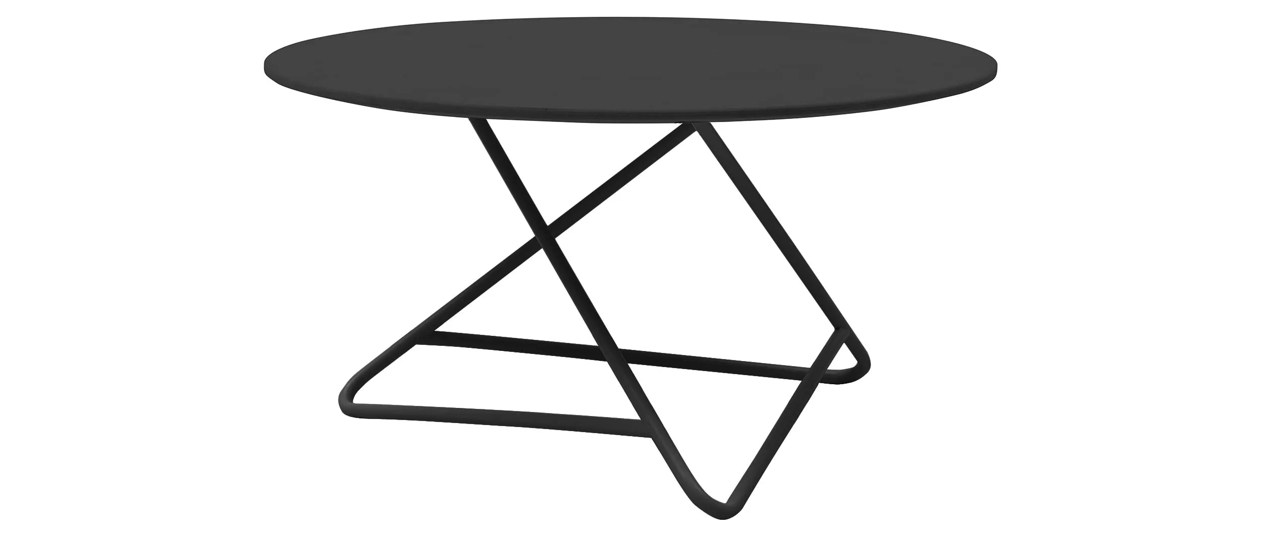 Der TRIBECA Couchtisch von Softline mit schwarze Tischplatte und schwarzem Gestell