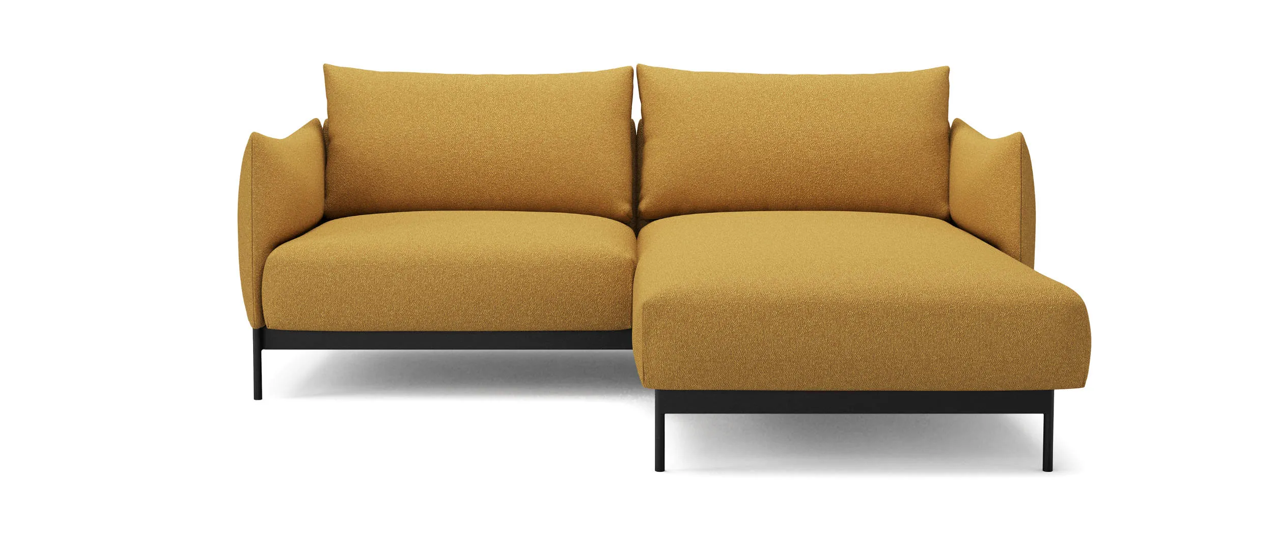 KAYTO Ecksofa mit Longchair und Armlehnen von Tenksom im Stoff Bouclé Ochre