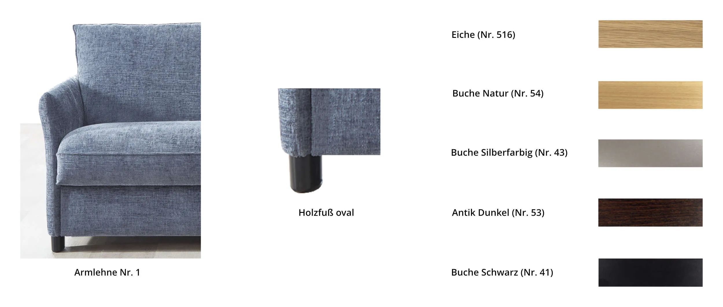 ROSTOCK DELUXE Bettsofa mit Holzfüßen in verschiedenen Farben