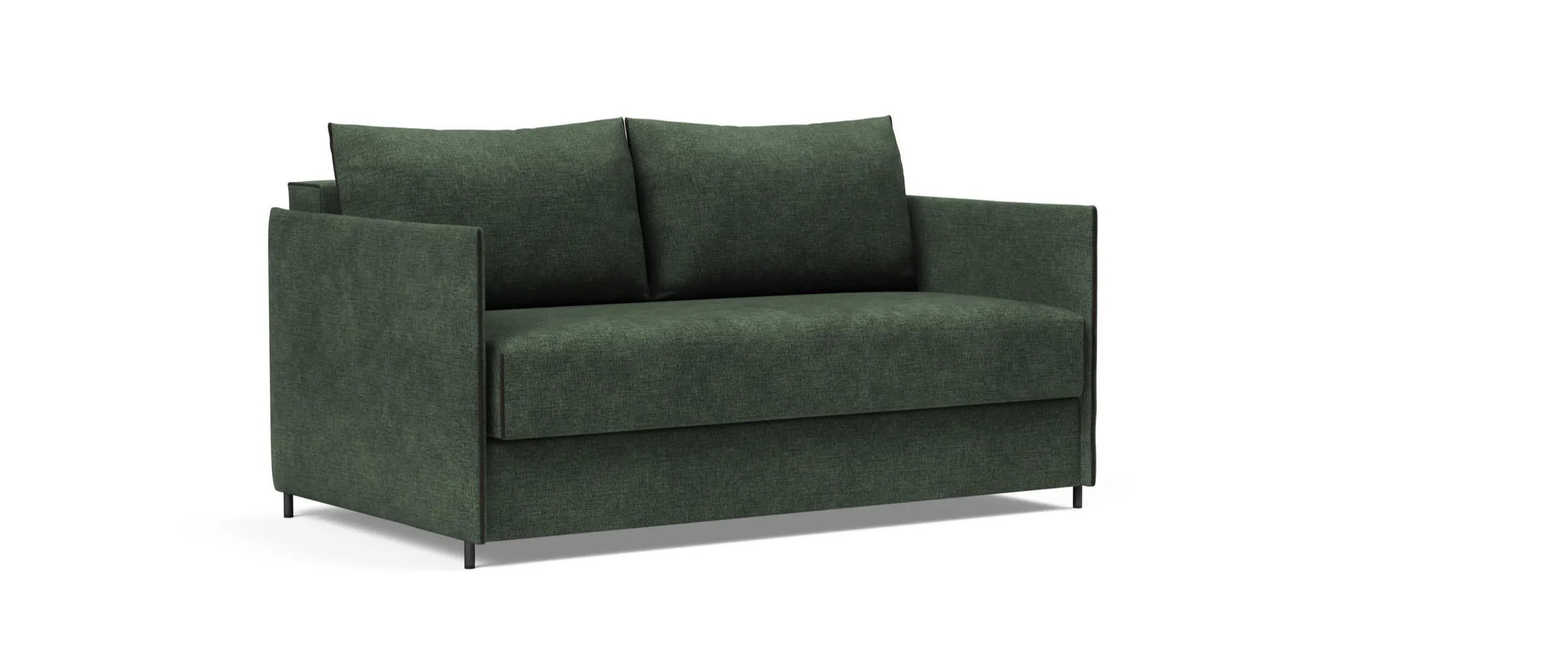 Das LUOMA Schlafsofa von Innovation mit Armlehnen im Stoff Avella Pine Green (281)