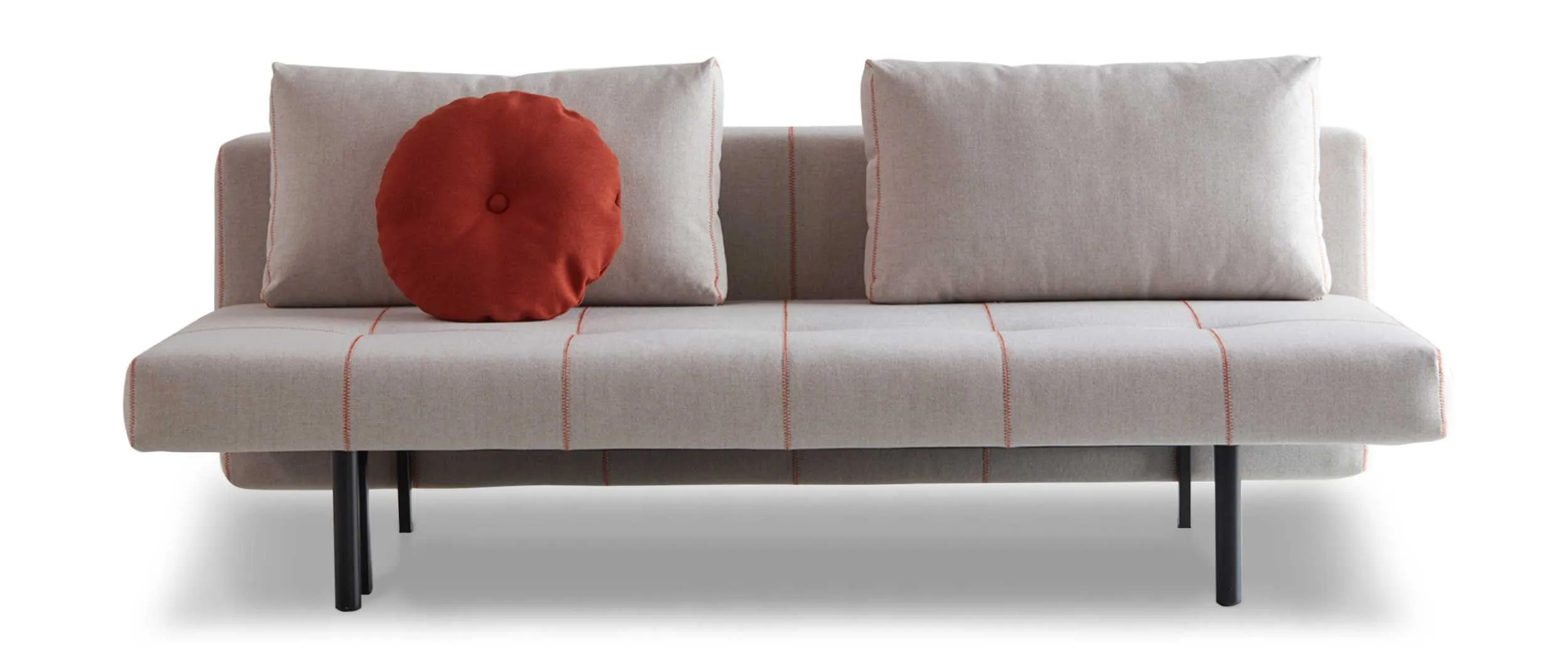 SIGGA X Daybed im Stoff Weda Sand (300) mit orangen Zierstichnähten