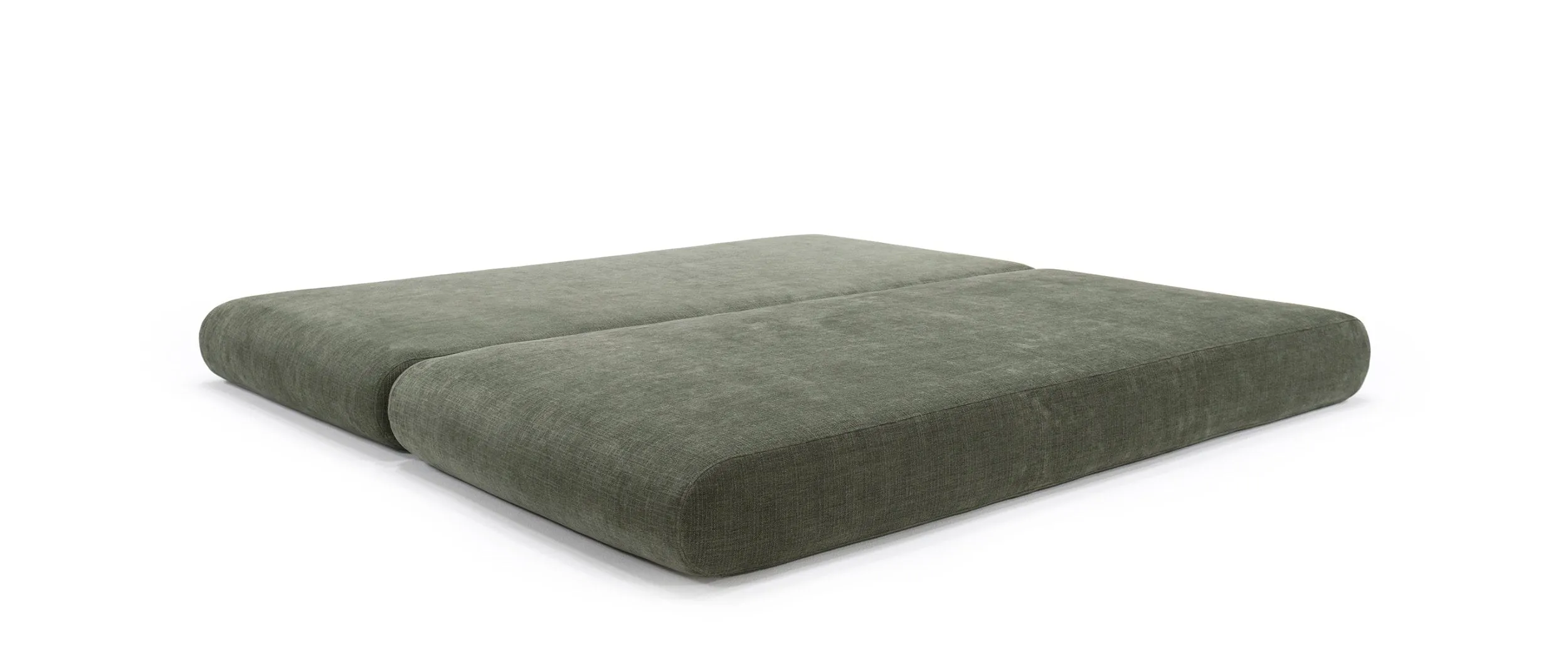 Minimalistisches Schlafsofa mit bodennahem Design: wandelbar als Doppelbett mit einer Liegefläche von ca. 180x200 cm