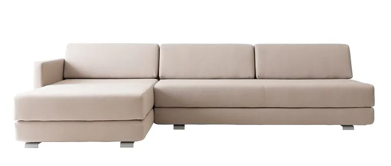 Kombinieren Sie die LOUNGE Chaiselongue mit dem LOUNGE PLUS Sofa für ein gemütliches Ecksofa - Stoff Vision - Sand (446)