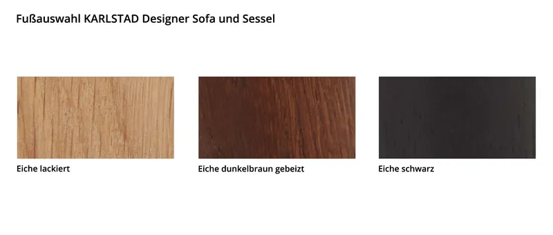 Die Holzfüße aus Eiche gibt es in verschiedenen Farbtönen