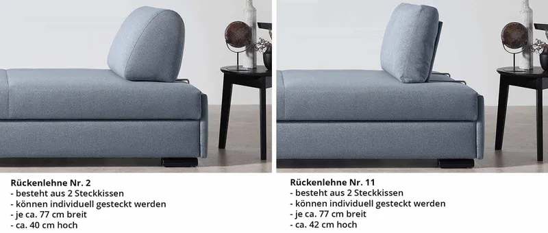 Wählen Sie außerdem aus 2 verschiedenen Rückenlehnen