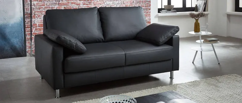 BERLIN DELUXE Schlafsofa in Rindsleder - Schwarz (20-1010) - Seitenkissen sind auch als Einzelprodukt erhältlich (Art.Nr. 8029)