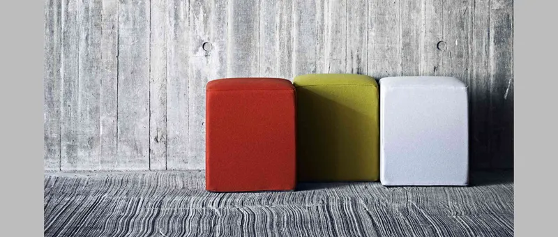 POUF Sitzwürfel von Softline im Wollstoff Filz - Grün Melange (848) - die Bezüge sind abziehbar und können einfach gereinigt werden