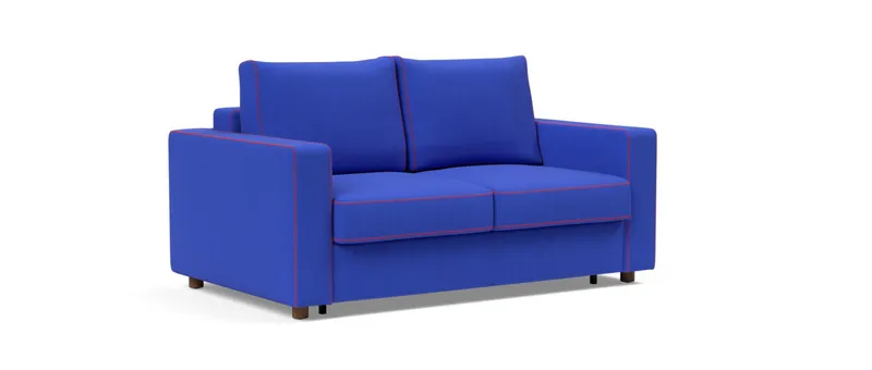 Innovation NEAH X Schlafsofa 140 mit breiten Armlehnen und orangener Ziernaht im Stoff Elegance Ultramarine (512)