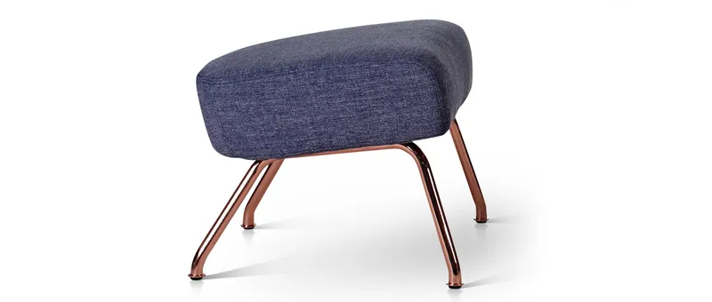 Der Softline HAVANA Hocker mit kupferfarbenem Gestell als passende Ergänzung zum HAVANA Sessel
