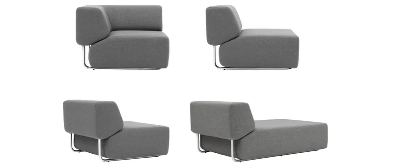 Die verschiedenen Module: NOA Eck- und Einzelelement (oben) sowie Chaiselongue (unten rechts)