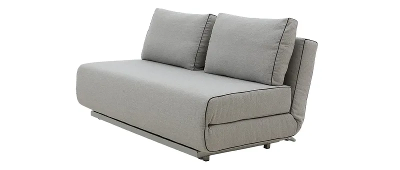 Das CITY Schlafsofa von Softline lässt sich in ein Gästebett für bis zu 2 Personen umklappen - hier Stoff Vision - Hellgrau (445) mit schwarzem Keder