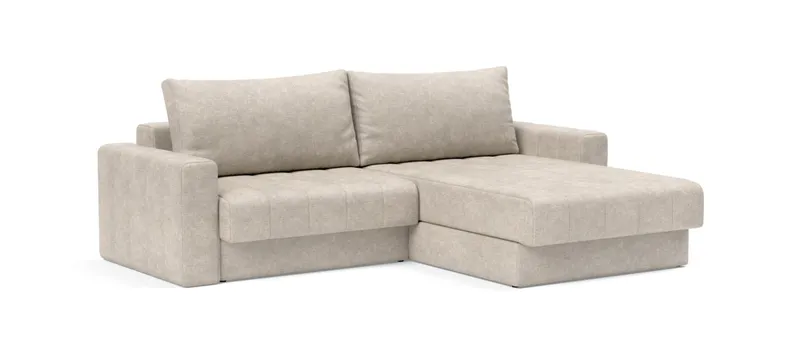 Innovation AKELLO LOUNGER Eckschlafsofa mit Armlehnen im Stoff Avella Sand (280)