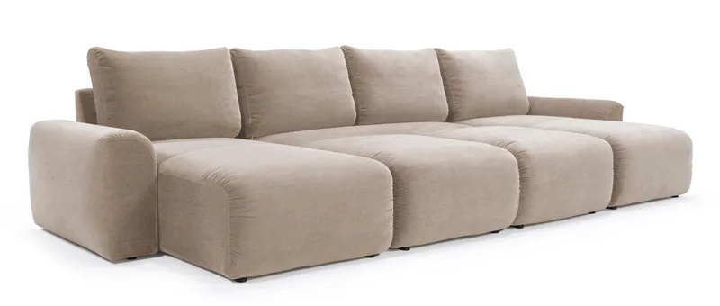 Durch einfaches Anheben der Sitzfläche verwandelt sich das U-Form Schlafsofa von Innovation in ein Gästebett mit einer XL-Liegefläche von ca. 140x320 cm