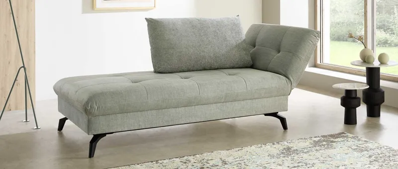 LÜNEBURG DELUXE Daybed mit verstepptem Bezug und Metallfüßen