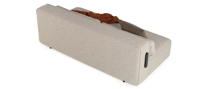 Das YONATA Lounge Schlafsofa ohne Armlehnen von Innovation präsentiert sich in einem modernen, schlichten Design - Stoff Phobos Latte (586)