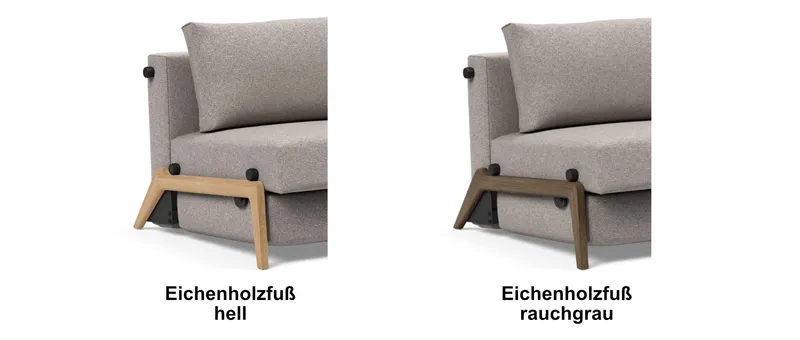 Die Fußauswahl des CUBED DELUXE Schlafsofas 160 von Innovation - BLACK LABEL