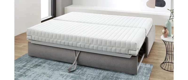 Als Doppelbett ausgeklappt bietet das RÜGEN DELUXE Sofabett eine Liegefläche von ca. 170x200 cm - die Matratzenhöhe ist ca. 20 cm