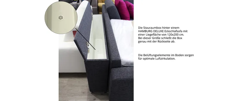 Nutzen Sie den Bettkasten für Ihre Bettwäsche oder Kissen