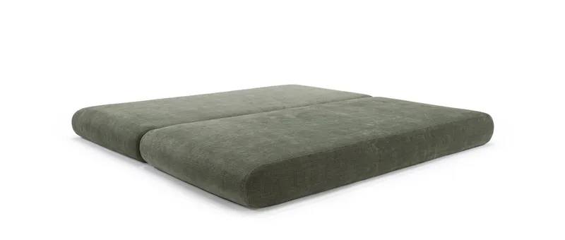 Minimalistisches Schlafsofa mit bodennahem Design: wandelbar als Doppelbett mit einer Liegefläche von ca. 180x200 cm