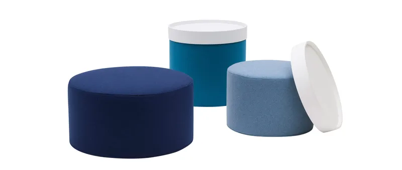 Den Hocker DRUM von Softline gibt es in fünf verschiedenen Ausführungen