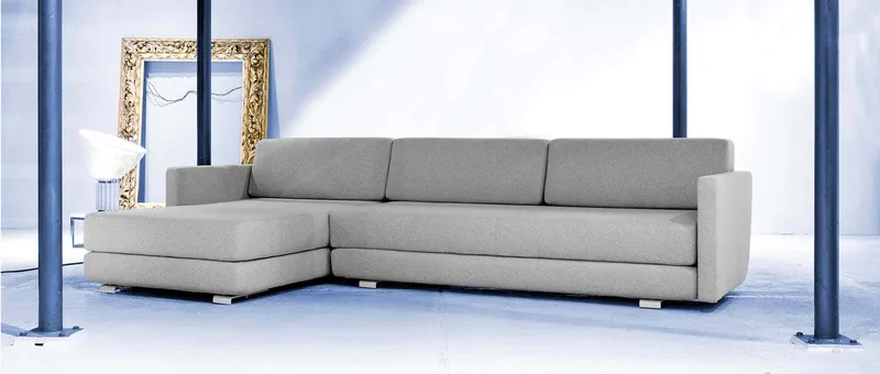 LOUNGE PLUS Ecksofakombination von Softline im Wollstoff Filz - Hellgrau Melange (620) mit Armlehnen auf beiden Seiten
