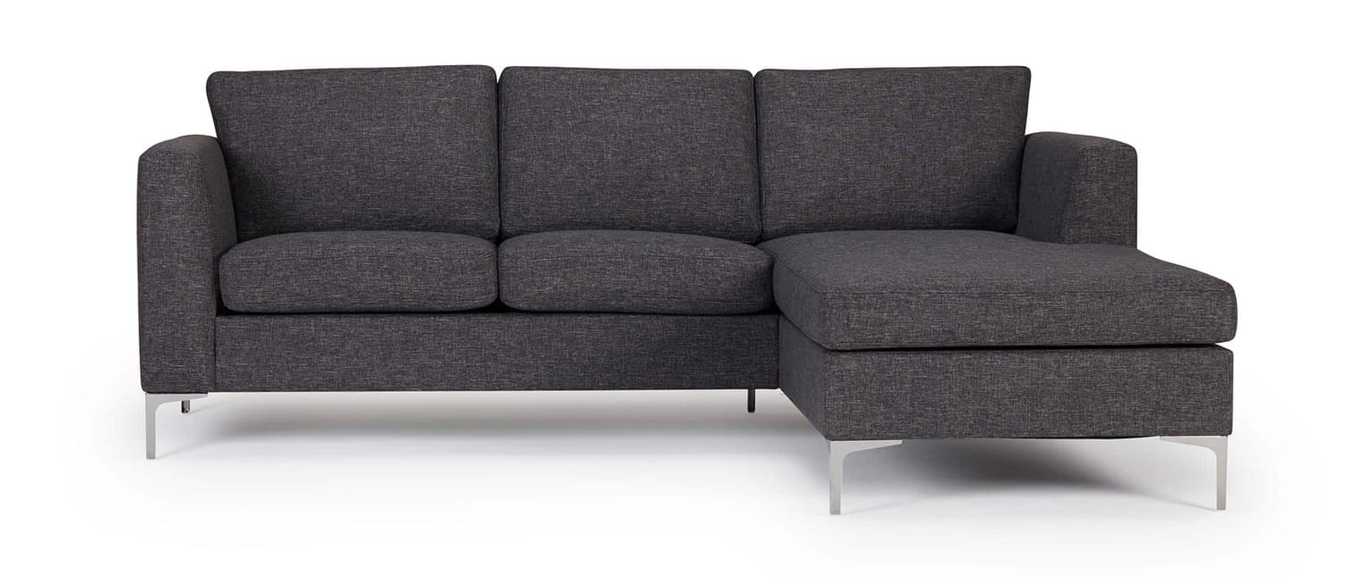 Der Longchair kann links oder rechts vom Sofa gewählt werden - hier zu sehen rechts
