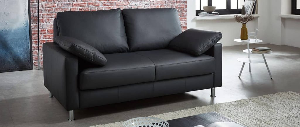 BERLIN DELUXE Schlafsofa in Rindsleder - Schwarz (20-1010) - Seitenkissen sind auch als Einzelprodukt erhältlich (Art.Nr. 8029)