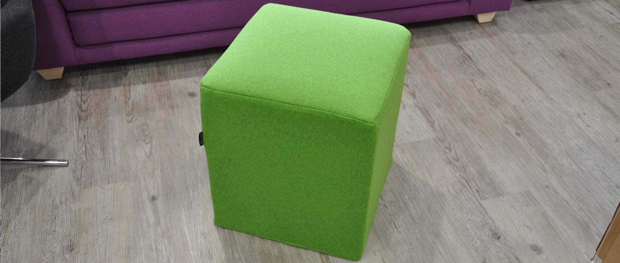 POUF Sitzwürfel von Softline im Wollstoff Filz - Grün Melange (848) - die Bezüge sind abziehbar und können einfach gereinigt werden
