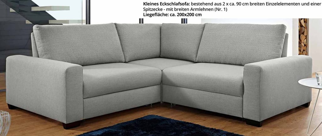 Das FRANKFURT DELUXE Eckschlafsofa als kleine Ecke mit breiten Armlehnen