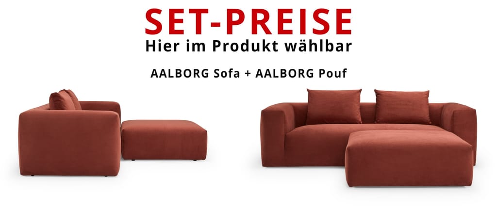 AALBORG Pouf zum günstigen Set-Preis gleich unten mitbestellen - hier gezeigt am 3-Sitzer