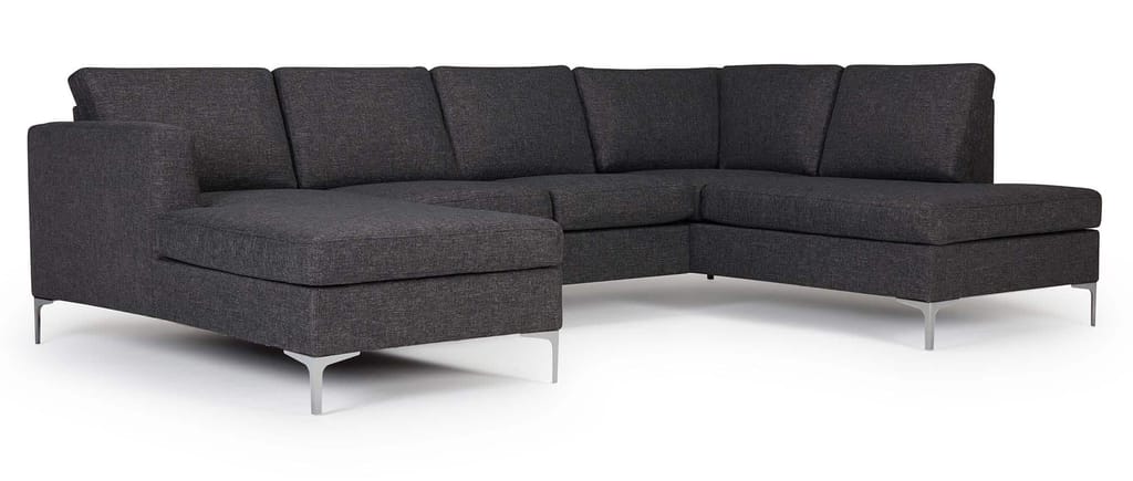 Das TRELLEBORG U-Form Ecksofa mit Rückenkissen und geraden Chromfüßen