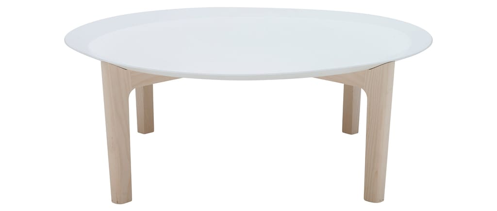 Der Tisch TRAY von Softline hier mit Beinen in Eschenholz natur - wahlweise auch in schwarz erhältlich