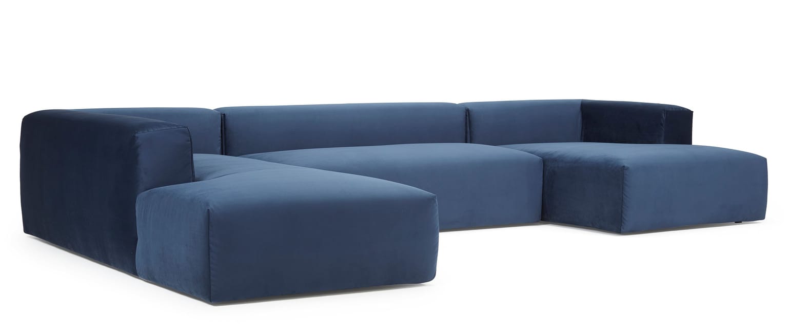 Das AALBORG Designer Ecksofa mit U-Form hier ohne NORDIC Rückenkissen gezeigt - die Kissen sind immer im Lieferumfang enthalten