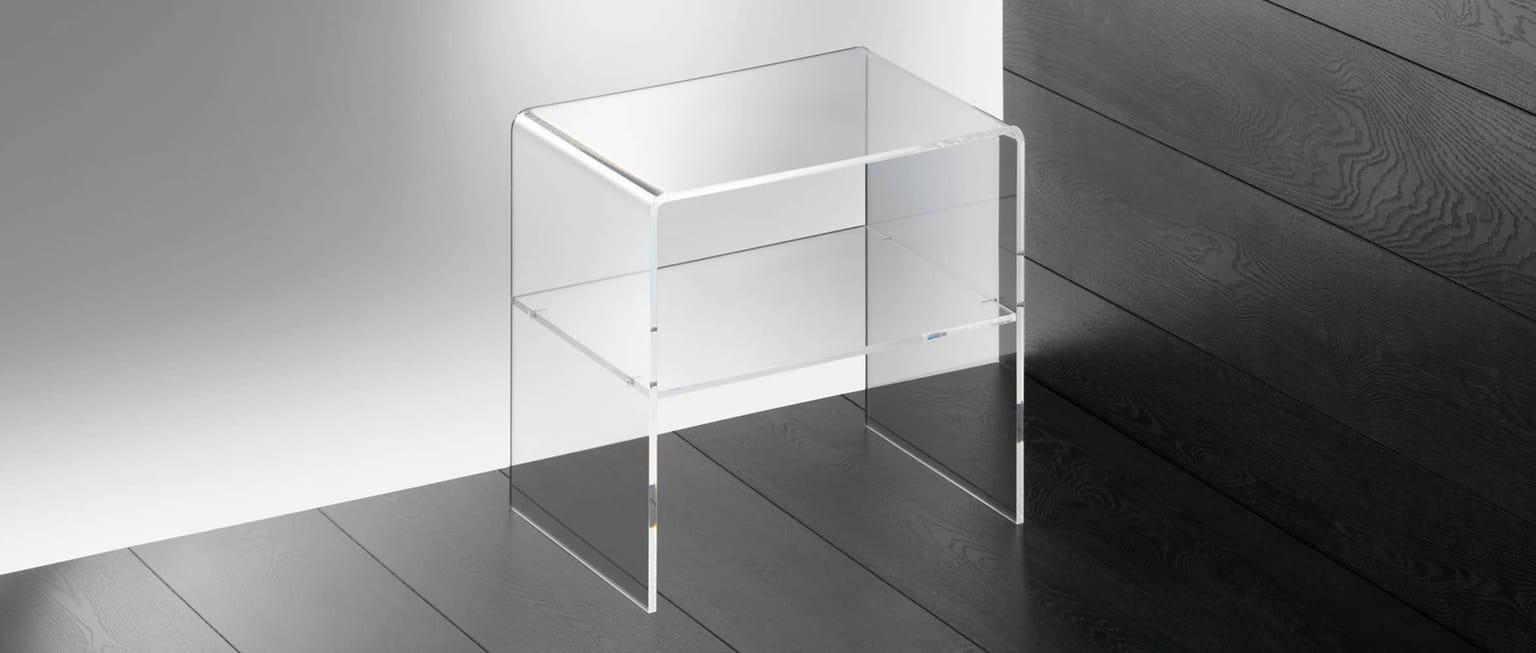 Beistelltisch LONDON mit Plexiglas-Ablagefach