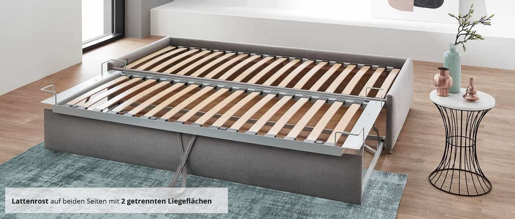 Das RÜGEN DELUXE ist als Doppelbett mit einem hochwertigen Lattenrost auf beiden Seiten ausgestattet