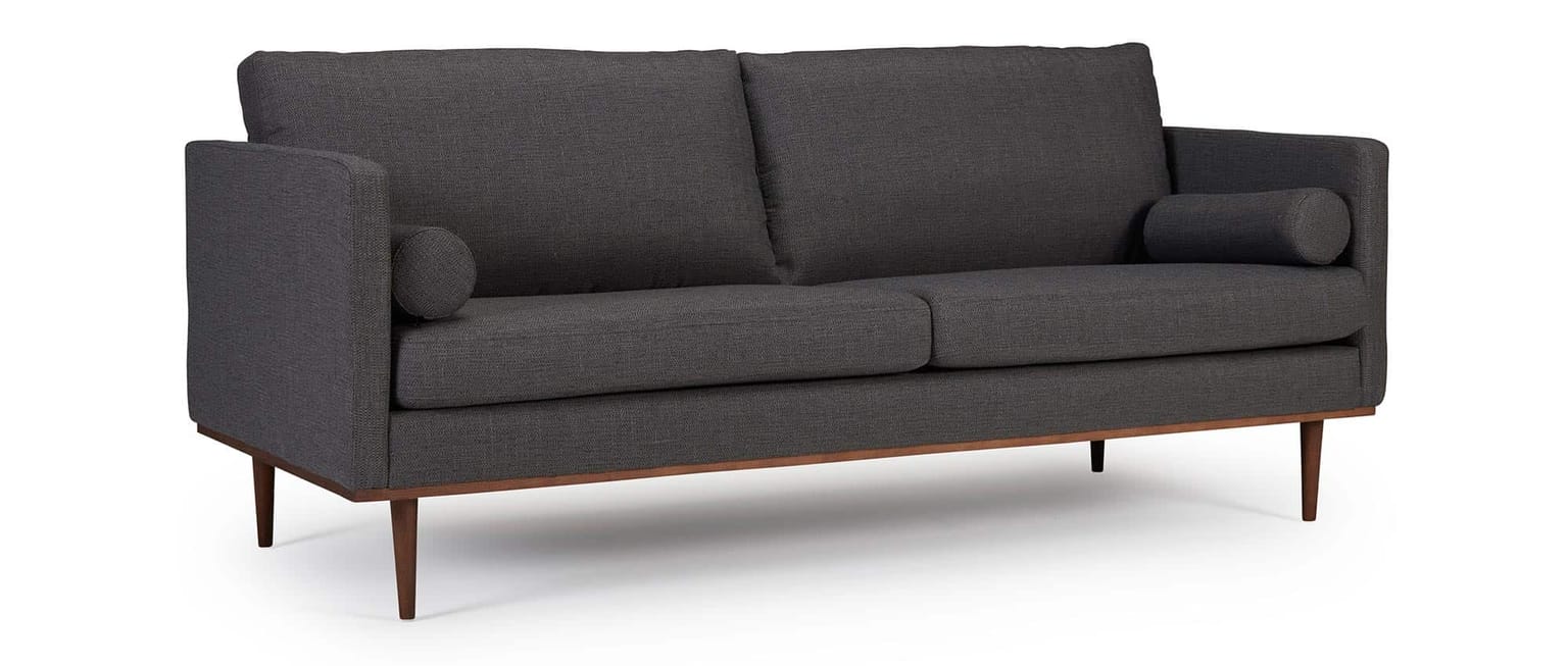 OSLO 3-Sitzer Designer Sofa mit Polsterarmlehnen und runden Seitenkissen