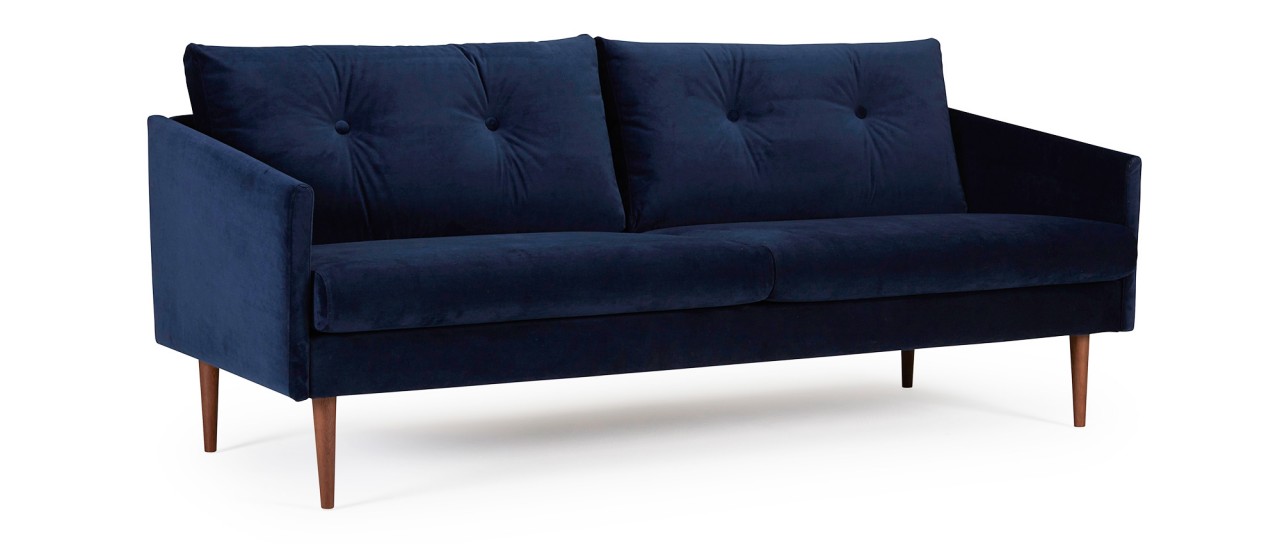KARLSTAD 3-Sitzer Designer Sofa mit Polsterarmlehnen und versteppten Rückenkissen