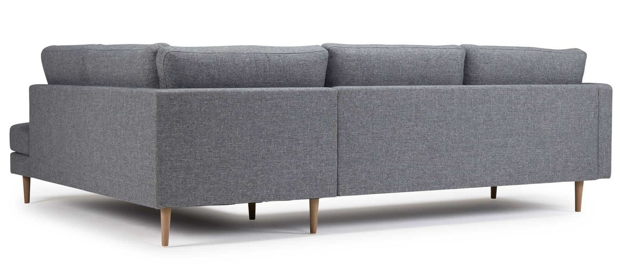 TRONDHEIM Designer Ecksofa mit Eckanbau, Holz- oder Metallfüßen in verschiedenen Größen