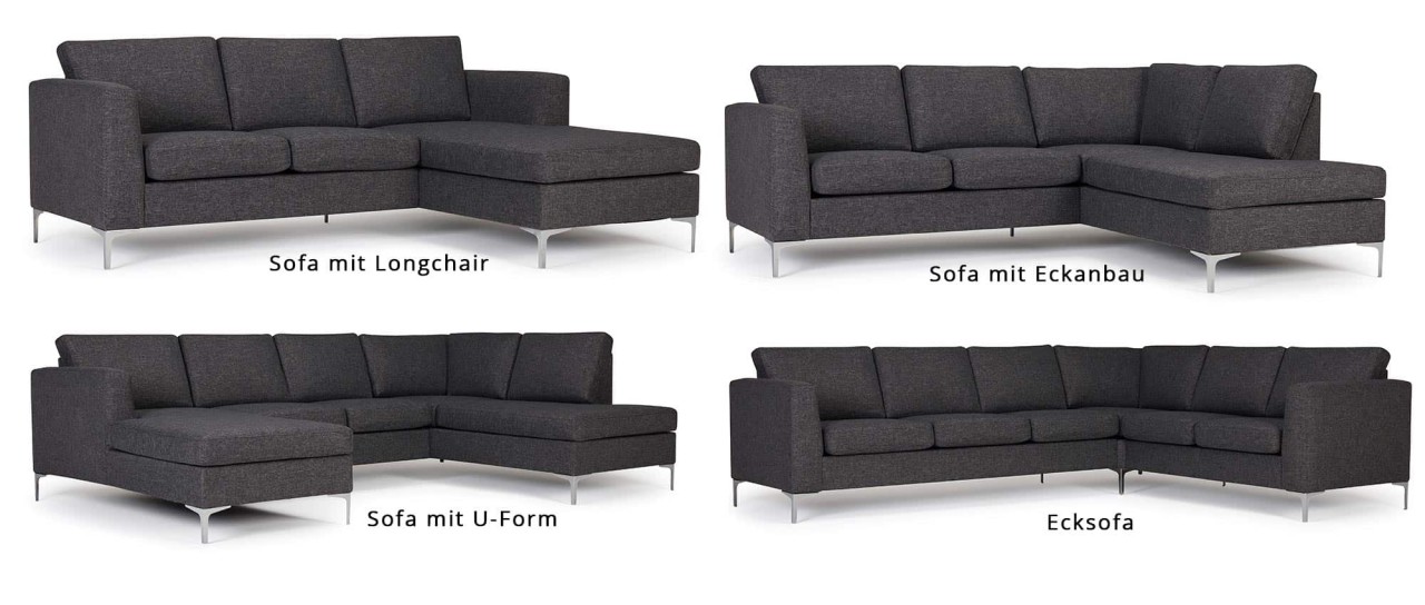 TRELLEBORG Ecksofa mit Polsterarmlehnen und Metallfüßen