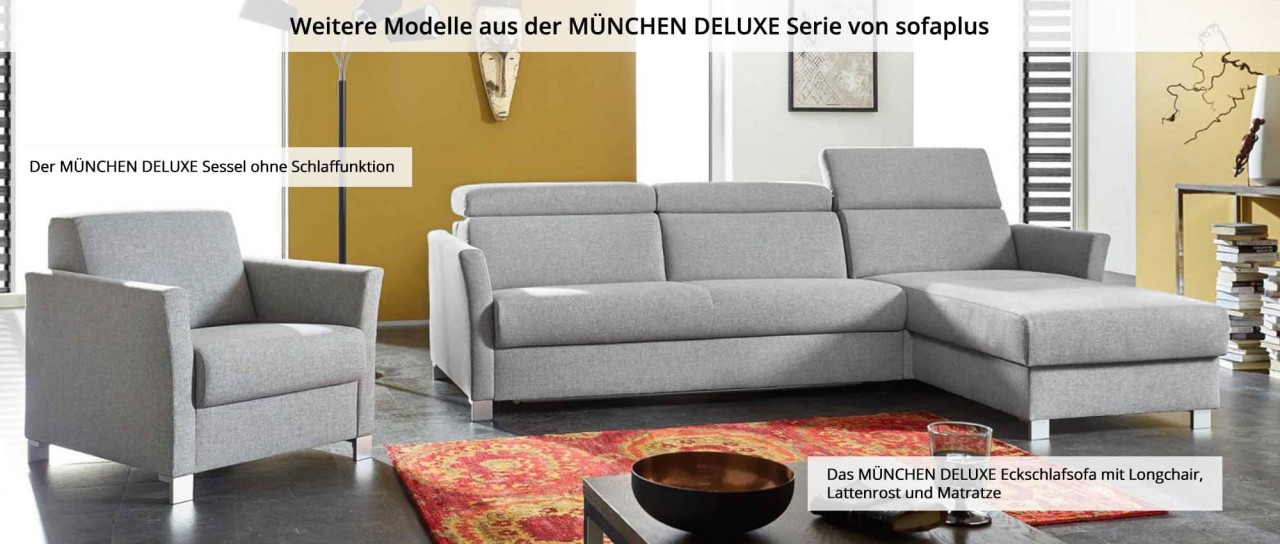 MÜNCHEN DELUXE Schlafsofa mit Lattenrost und Matratze von sofaplus